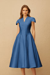 Aventin Blue Godet Design Midi Dress