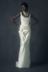 Fiona White Satin Square Neck Maxi Dress
