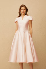 Aventin Pink Godet Design Midi Dress