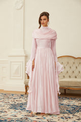 Danuta Pink Ruched Pleated Maxi Dress