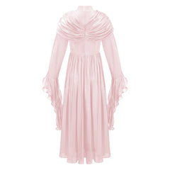 Danuta Pink Ruched Pleated Maxi Dress