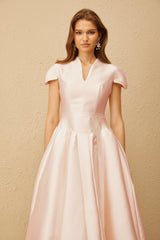 Aventin Pink Godet Design Midi Dress