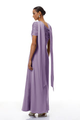 Benedetta Lilac One Shoulder Satin Maxi Dress