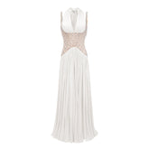 Gwenaëlle White Rhinestone Panel Maxi Dress