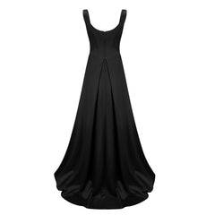 Fiona Black Satin Square Neck Maxi Dress