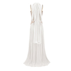 Gwenaëlle White Rhinestone Panel Maxi Dress