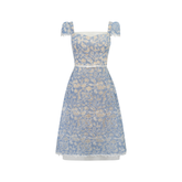 Gaëlle Blue Floral Embroidered Midi Dress