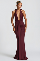 Aiglantine Halterneck Ruched Maxi Dress