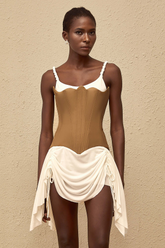 Yasmine Brown Bustier Panel Mini Dress