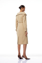 Eufrosina Khaki Double-Breasted Trench Dress