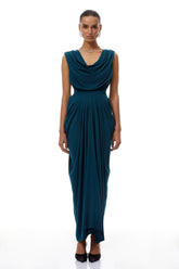 Gianna Green Ruched Detail Maxi Dress