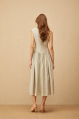 Thorne Bean Green Asymmetrical Midi Dress (Final Sale)