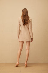 Uranie Khaki Bowknot Tweed Dress & Shorts Set