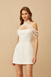 Ulla White Cross Over Bodycon Mini Dress