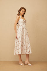 Eugénie White Polka Dot Floral Midi Dress (Final Sale)