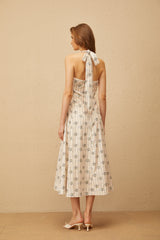 Estelle White Halterneck Floral Print Midi Dress (Final Sale)