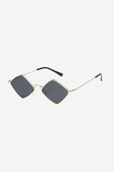 Geometric Diamond-Shaped Sunglasses with Slim Gold Frame – Black