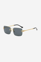 Rimless Square Sunglasses with Twisted Gold Rope Temples – Black