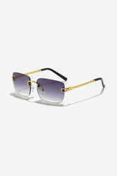 Rimless Square Sunglasses with Twisted Gold Rope Temples – Purple Gradient
