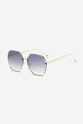 Oversized Hexagon Sunglasses with Ultra-Thin Gold Frame – Purple