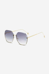 Oversized Hexagon Sunglasses with Ultra-Thin Gold Frame – Purple