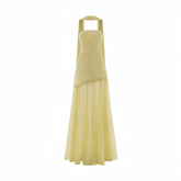 Marlis Yellow Strapless Layered Train Dress