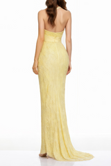 Antonia Yellow Halterneck Bow Maxi Dress