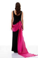 Aurora Black Color Block Layered Maxi Dress