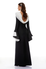 Bente Black Color Block Draped Maxi Dress