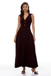 Brynhildur Burgundy Sleeveless Knit Maxi Dress