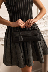 Sophisticated Rectangular Purse With Dotted Pattern - Black