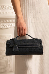 Sophisticated Rectangular Purse With Dotted Pattern - Dark Blue