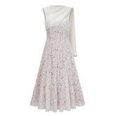 Marzia White Ribbon Detail Floral Lace Maxi Dress