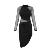 Clarisse semi-sheer ruched midi dress (Final Sale-US Only)