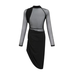 Clarisse semi-sheer ruched midi dress (Final Sale-US Only)