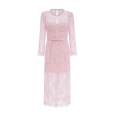 Elisabetta pink embellished floral-embroidered lace midi dress (Final Sale-US Only)