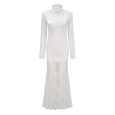Airelle White Satin Panel Lace Maxi Dress