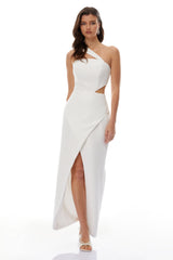 Eirik White One Shoulder Cut Out Maxi Dress