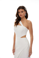 Eirik White One Shoulder Cut Out Maxi Dress