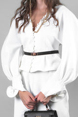 Slim Belt With Gold Details - Black