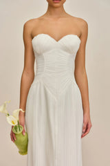 Ilinca White Off-Shoulder Ruched Maxi Dress