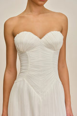 Ilinca White Off-Shoulder Ruched Maxi Dress