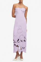 Inga Purple Strapless Floral Embroidered Maxi Dress