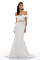 Ingrid White Off Shoulder Mermaid Maxi Dress