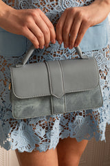 Dual Texture Purse With Concealed Closure - Blue