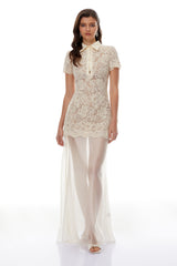 Miriam Neutrals Floral Embroidered Maxi Dress