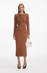 Leona Brown Textured Knit Midi Dress