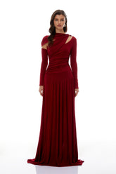 Rolf Red Cut-Out Ruched Maxi Dress