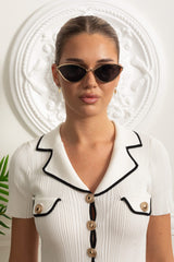 Cat-Eye Sunglasses With Gold Metal Frame – Black