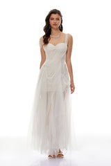 Scarlett White Tulle Corset Maxi Dress